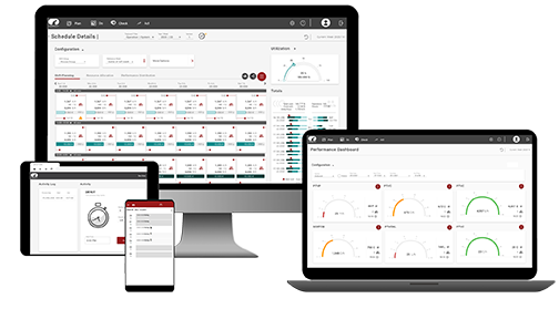 Scaling good decision making through an illustration showing various digital interfaces visualizing data, insights, and real‑time operational performance.