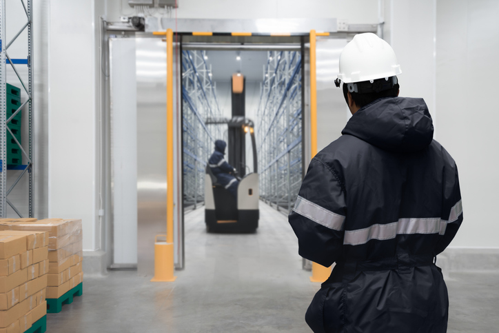 photograph of workers in a distribution center managing inventory in a temperature‑controlled environment to modernize and maintain an efficient cold chain.