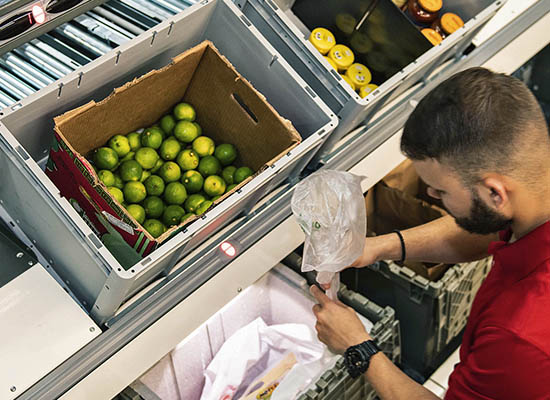 grocery pick automation solution selecting and routing items with speed and accuracy to support flexible, cost‑efficient omnichannel fulfillment in modern grocery distribution centers.