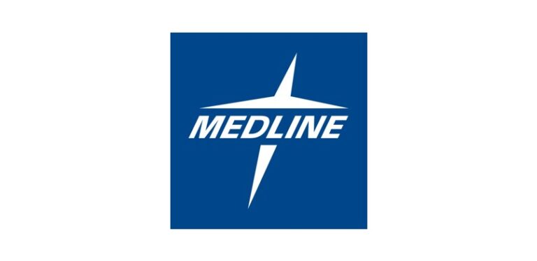 Medline company logo representing a KNAPP customer partnership and showcasing their role as a leading healthcare supplier supported by advanced automation, distribution, and fulfillment solutions.