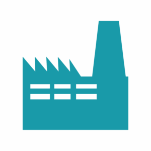 An icon of an industrial-style building symbolizing KNAPP’s manufacturing business, representing automation, production support, and integrated technologies designed for efficient, end‑to‑end manufacturing operations.