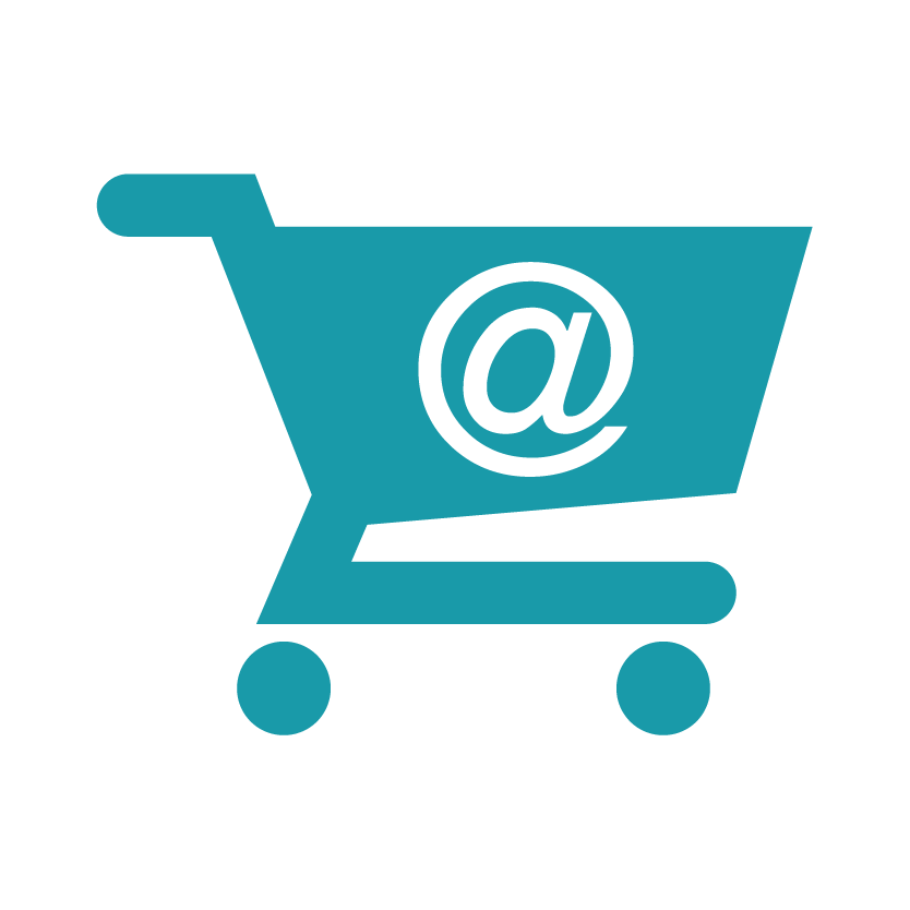 An icon of a shopping cart symbolizing KNAPP’s retail service offerings, representing solutions that support store replenishment, e‑commerce fulfillment, and end‑to‑end automation across retail operations.