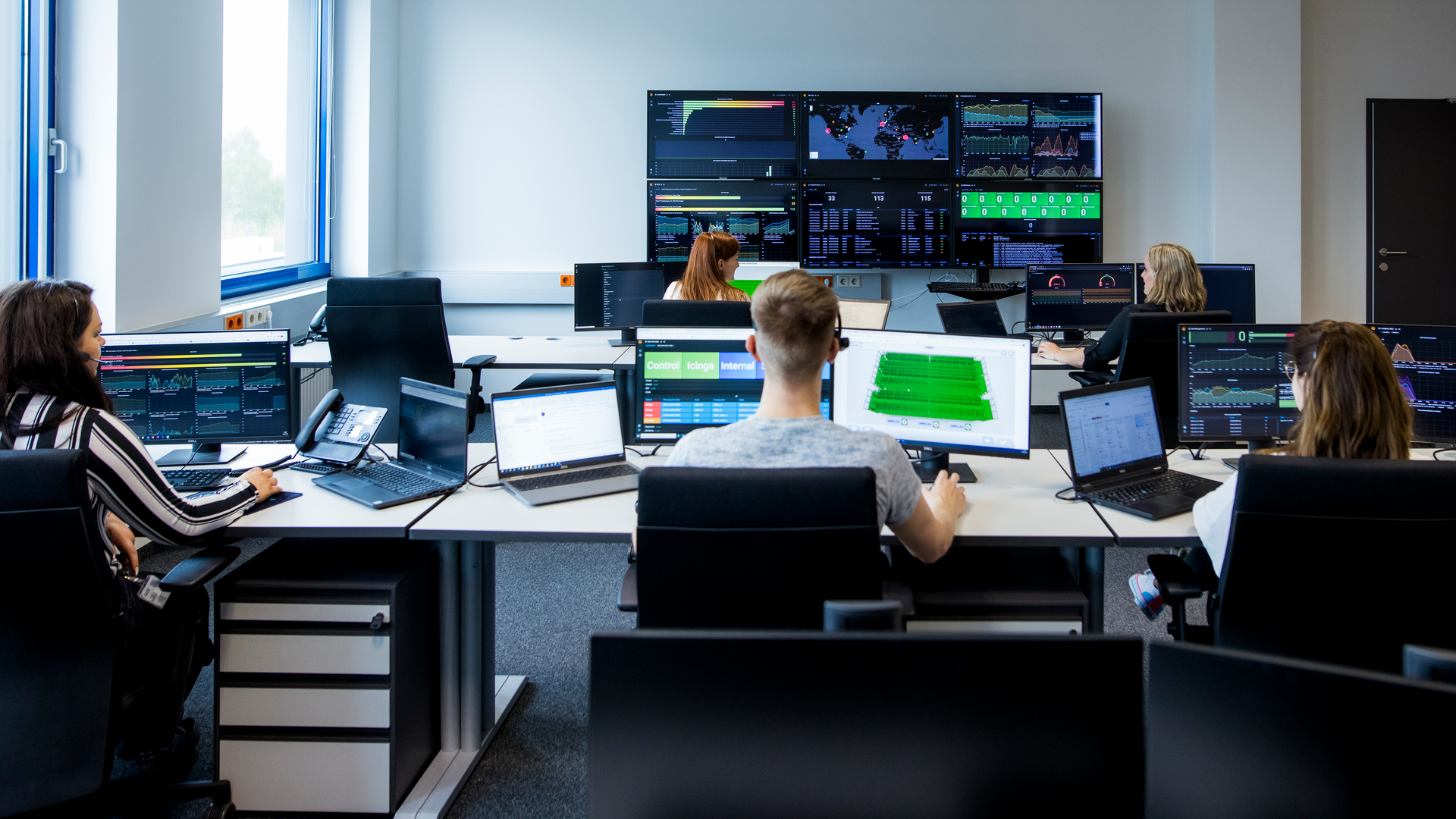 Multi Site Control Center showing control room, team and dashboards.