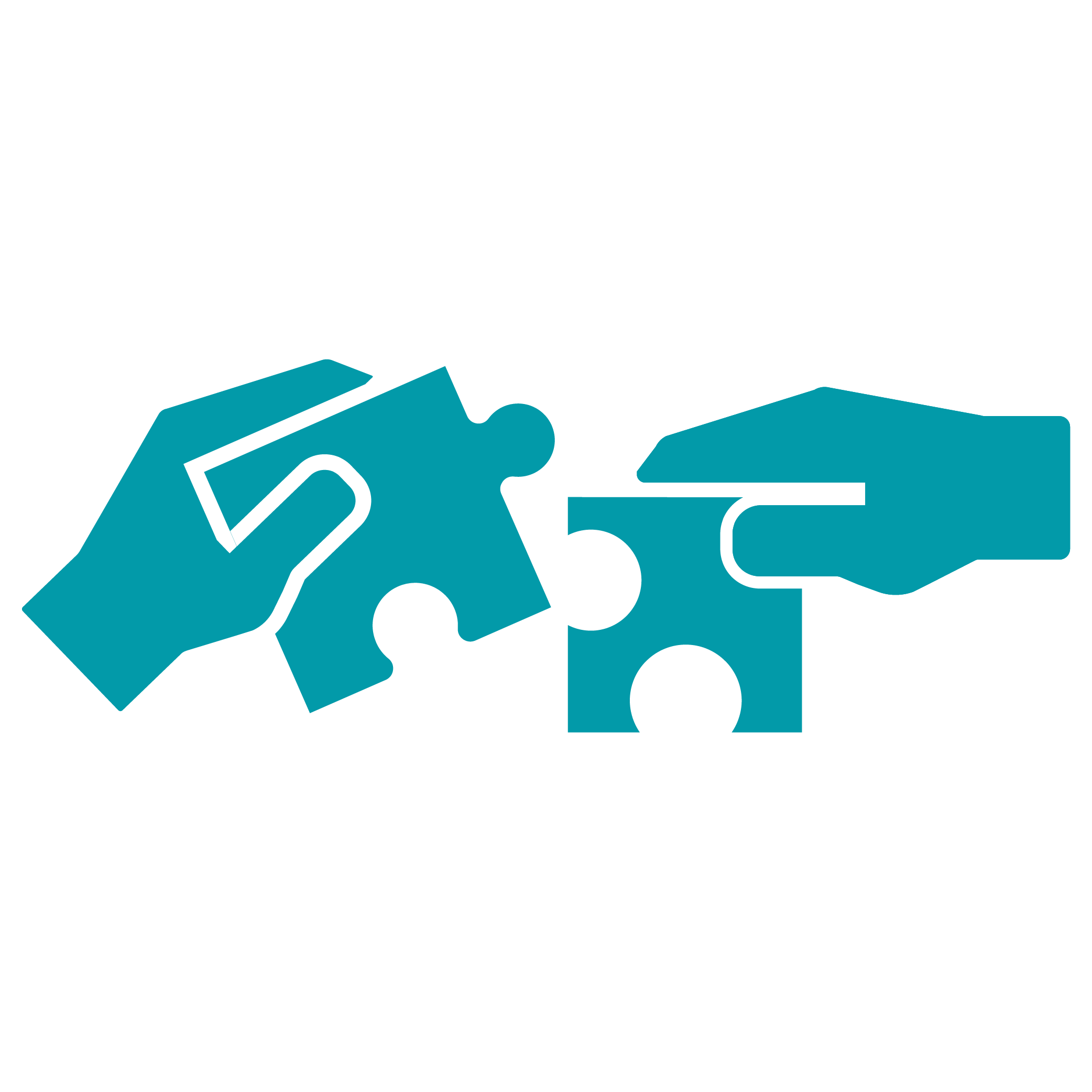 An icon of a two hans and puzzle pieces symbolizing KNAPP’s partnerships with 3pls with solutions that support store replenishment, e‑commerce fulfillment, and end‑to‑end automation across retail operations.